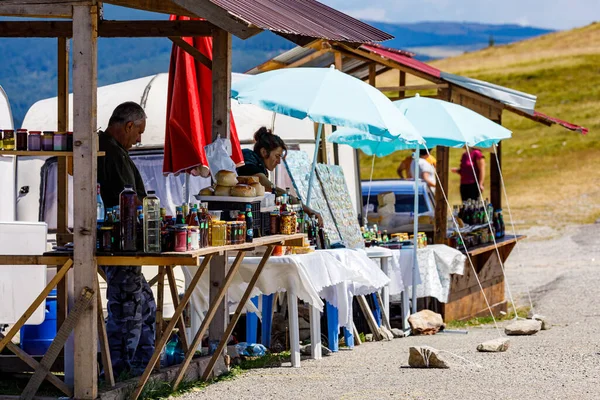 Pequenas Lojas Estrada Transalpina Nas Montanhas Cárpatas Romênia Ranca Romênia — Fotografia de Stock