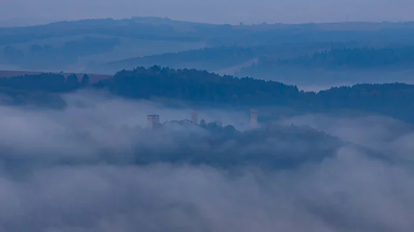 Brandenburg Castle Werra Valley Morning Fog — Stock Photo, Image