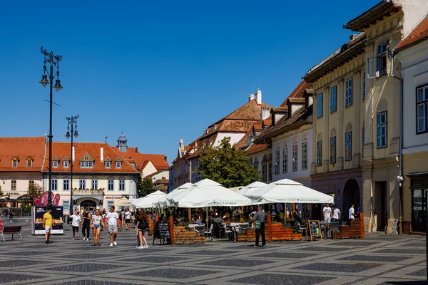 Den Historiska Staden Sibiu Rumänien Augusti 2021 — Stockfoto