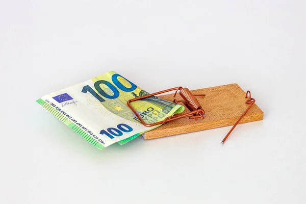 Eine Mausefalle Fängt Euro Und Geld — Stockfoto