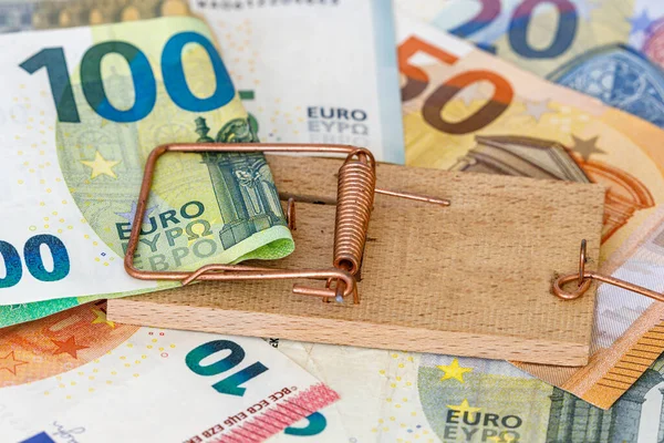 Una Trampa Ratón Captura Euros Dinero — Foto de Stock