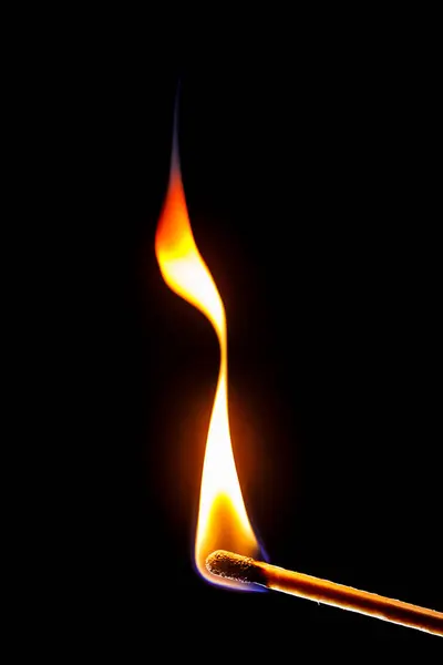 Flame Matchstick Black Background — Stock Photo, Image