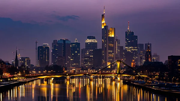 Frankfurt Skyline Sunset — Stock Photo, Image