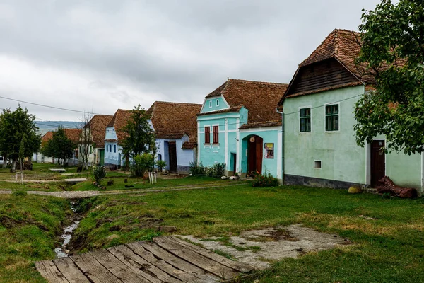 Village Farm Houses Viscri Romania — Fotografia de Stock