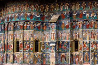 Paintings of the monastery of Humor in Romania clipart
