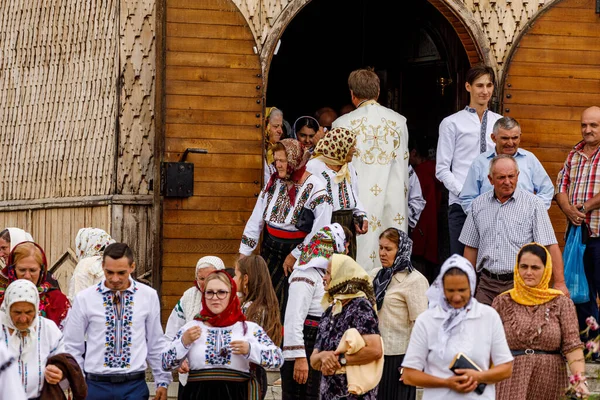 Traditionelere Mensen Een Aanbidding Bij Gura Humorului Romania Augustus 2021 — Stockfoto