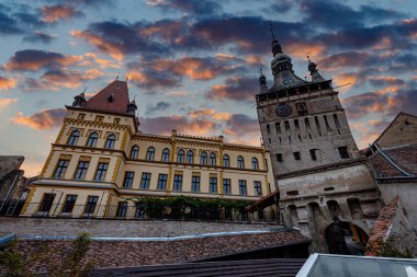 Transilvanya 'nın tarihi Sighisoara kenti Romanya