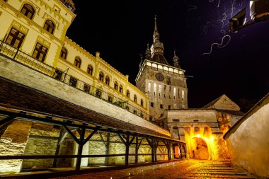 Transilvanya 'nın tarihi Sighisoara kenti Romanya