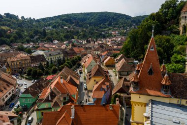 Transilvanya 'nın tarihi Sighisoara kenti Romanya