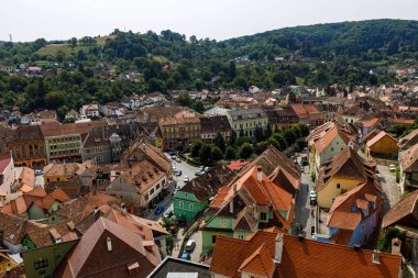 Transilvanya 'nın tarihi Sighisoara kenti Romanya