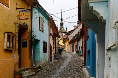 Transilvanya 'nın tarihi Sighisoara kenti Romanya