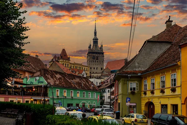 Historyczne Miasto Sighisoara Transilvania Rumunia Sierpnia 2021 — Zdjęcie stockowe