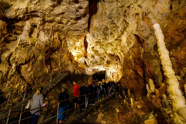 Turisti Nella Grotta Dell Orso Pestera Ursilor Chiscau Romania Agosto — Foto Stock