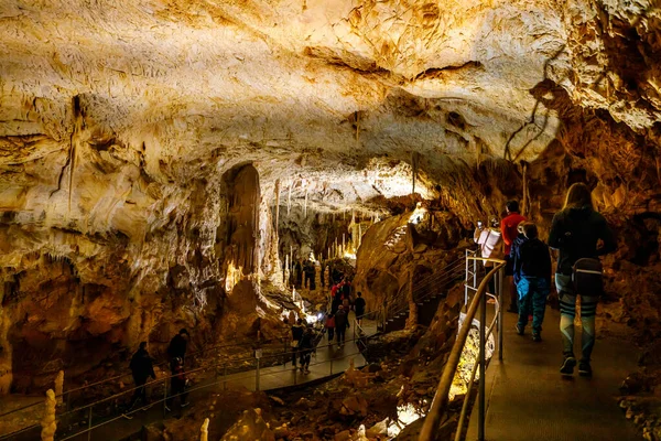 Tourists Bear Cave Pestera Ursilor Chiscau Romania August 2021 — Stock Photo, Image