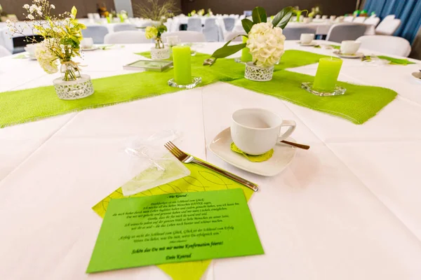 Een Bruiloft Tafel Decoratie Herleshausen Duitsland April 2022 — Stockfoto