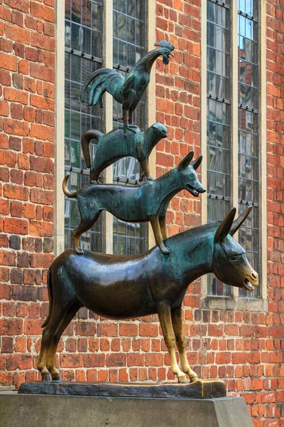 Estátua Dos Músicos Cidade Bremen — Fotografia de Stock