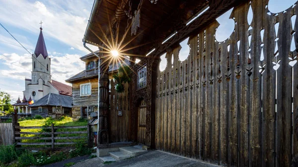 Traditional Doors Gate Old Farm Houses Maramures Romania — ストック写真