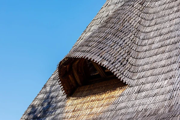 Roof Wooden Tiles House — стоковое фото