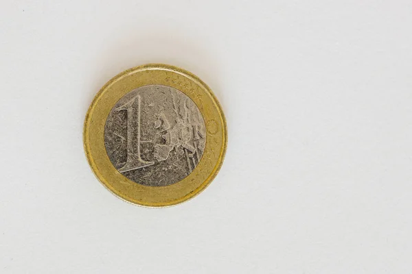 Κέρμα Του Ενός Ευρώ Άσπρο Φόντο — Φωτογραφία Αρχείου