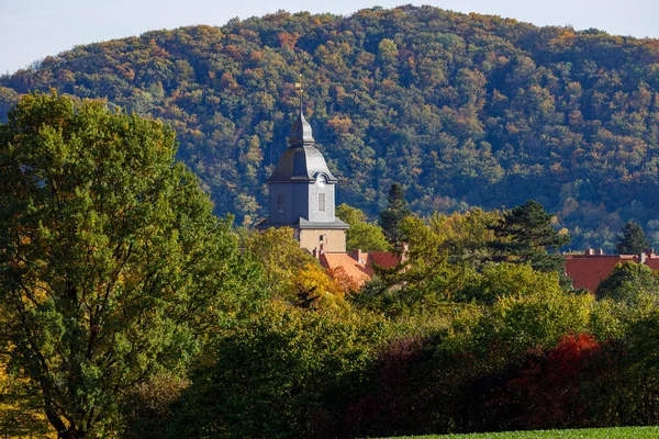 Der Kirchturm Von Herleshausen Hessen — Stockfoto