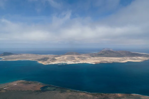 Aerial Shot Cliffs North Lanzarote View Graciosa Canary Islands Royalty Free Stock Photos
