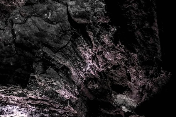 Темні Барвисті Текстури Стін Лавовій Трубці Острова Канарія — стокове фото