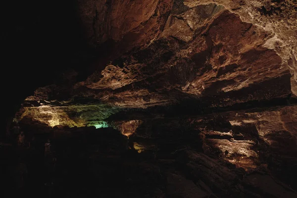 Dark Colorful Textures Walls Lava Tube Canaria Island — Stock Photo, Image