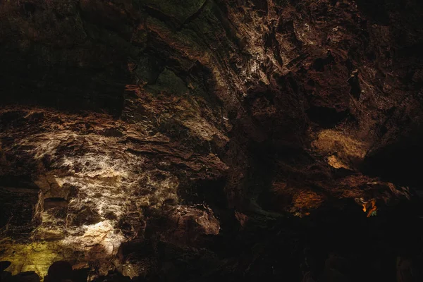 Texturas Oscuras Coloridas Las Paredes Tubo Lava Isla Canaria —  Fotos de Stock