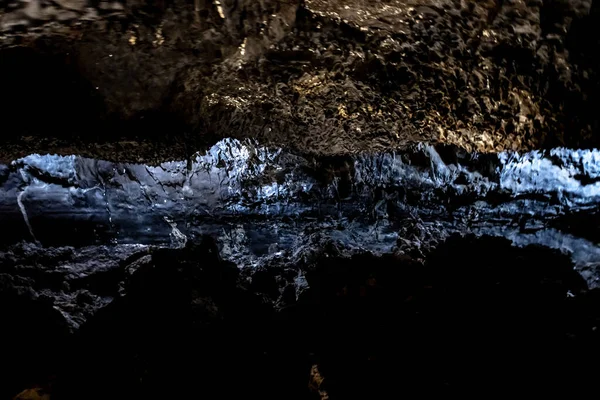 Textures Sombres Colorées Des Murs Dans Tube Lave Île Canaria — Photo