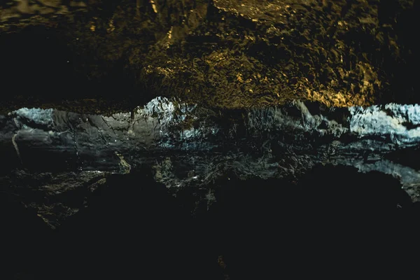 Темні Барвисті Текстури Стін Лавовій Трубці Острова Канарія — стокове фото