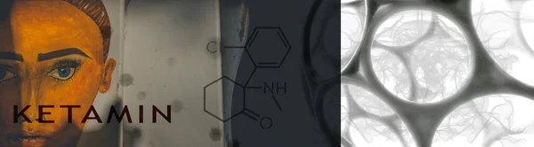 Кетамин Диссоциативный Кетамин Химическая Формула Молекулярная Структура Илюстрационный Фон Вашего — стоковое фото
