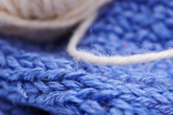 Blue yarn with a needle — Stock Photo, Image