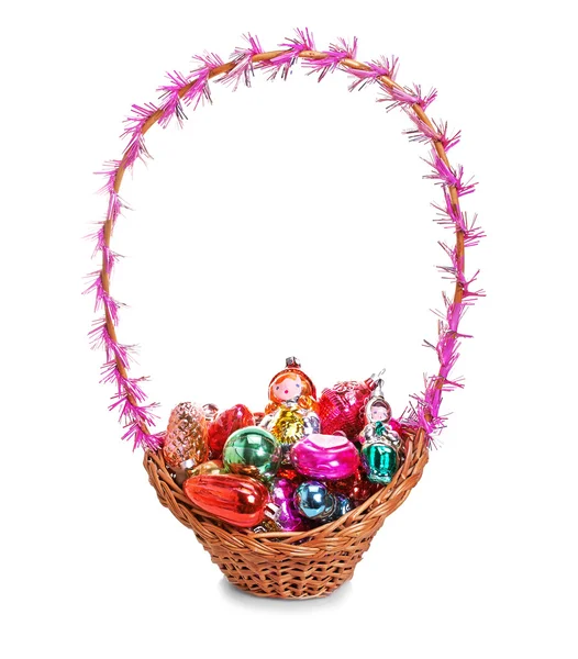 Basket with Christmas toys — Stock Photo, Image