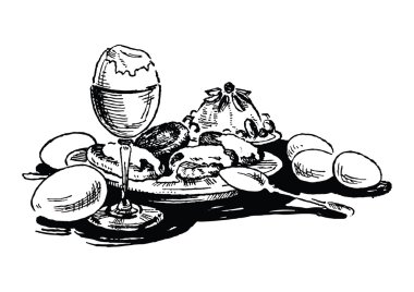 Beyaz üzerinde bulunan retro yazdırma Gastronomi vektör