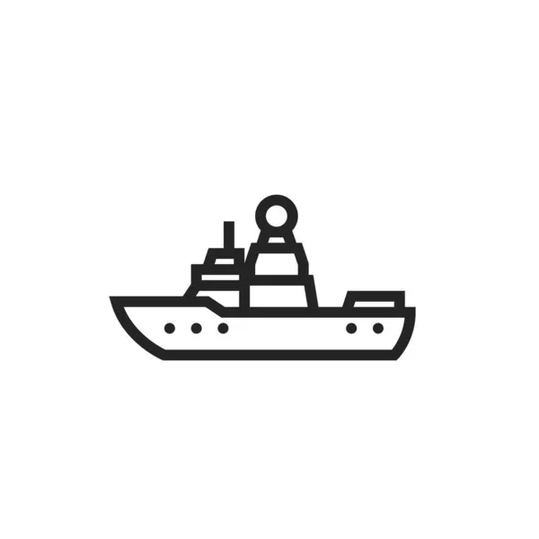 Research Ship Line Icon Scientific Oceanographic Research Vessel Isolated Vector — Stock Vector