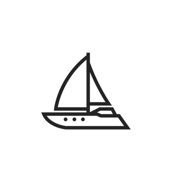 Sailing Yacht Line Icon Sailboat Sea Travel Isolated Vector Image — Stock Vector
