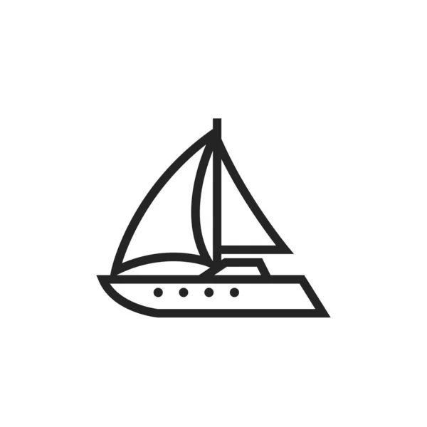 Luxury Sailing Yacht Line Icon Boat Sailing Trip Isolated Vector — Stock Vector