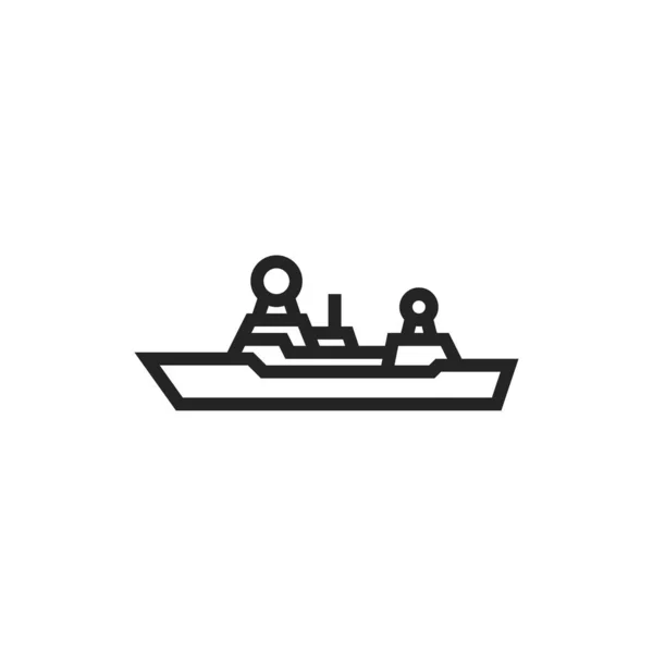 Reconnaissance Ship Line Icon Navy Warship Symbol Isolated Vector Image — 图库矢量图片