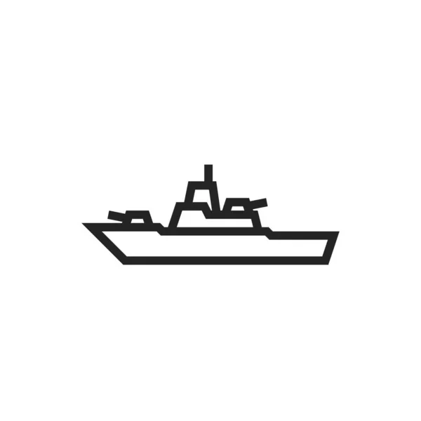 Fragata Línea Guerra Icono Símbolo Nave Militar Imagen Vectorial Aislada — Vector de stock