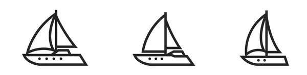 Набор Иконок Линии Парусной Яхты Парусники Морских Путешествий Изолированные Векторные — стоковый вектор