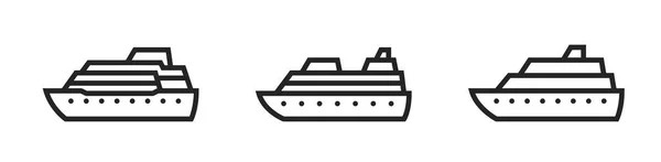 Cruise Ship Line Icon Set Sea Travel Cruise Symbols Isolated — 图库矢量图片