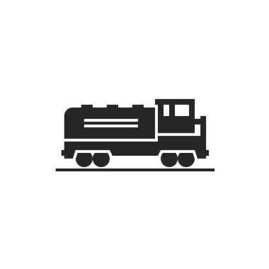 Yük dizel lokomotif ikonu. Demiryolu taşıma sembolü. basit biçimdeki izole vektör resmi