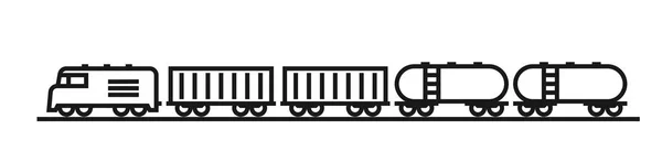 Ikon Jalur Kereta Kargo Lokomotif Dan Gerobak Simbol Transportasi Kereta - Stok Vektor