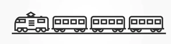 Elektrikli Tren Hattı Ikonu Lokomotif Yolcu Vagonları Banliyö Demiryolu Taşımacılığı — Stok Vektör