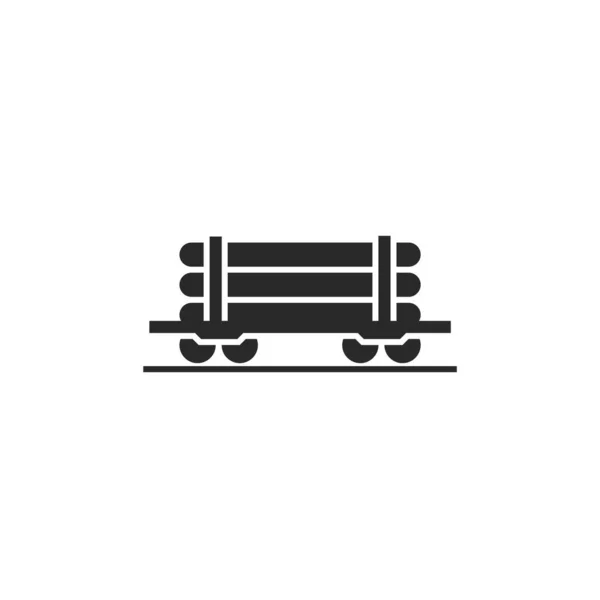 Залізнична Платформа Значка Перевезення Деревини Символ Вагона Поїзда Ізольоване Векторне — стоковий вектор
