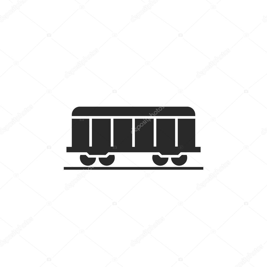 cargo train wagon icon. railway freight transportation symbol. isolated vector image