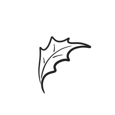 El yapımı meşe yaprağı. Yarım yamalak botanik illüstrasyon. Tebrik kartı ve davetiye tasarımı için vektör çiçek ögesi