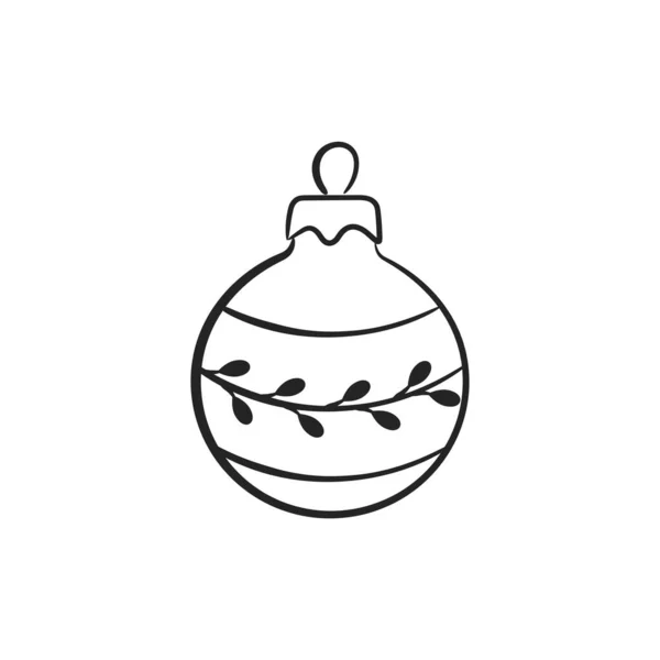 Bola Natal Com Ornamento Elemento Vetorial Desenhado Mão Para Natal — Vetor de Stock