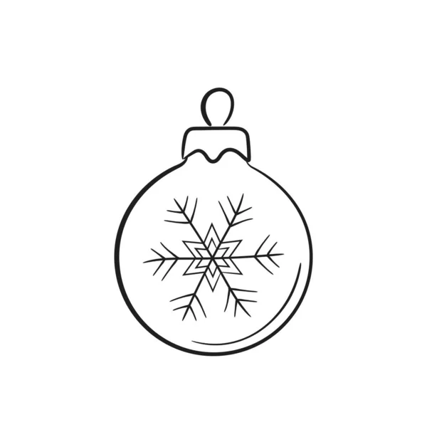Palla Natale Elemento Vettoriale Disegnato Mano Natale Capodanno Disegno Biglietto — Vettoriale Stock