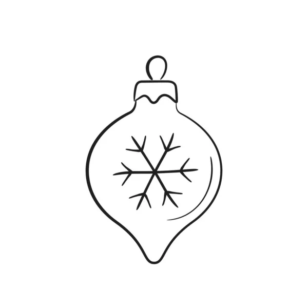 Palla Natale Disegnata Mano Con Fiocco Neve Elemento Vettoriale Design — Vettoriale Stock